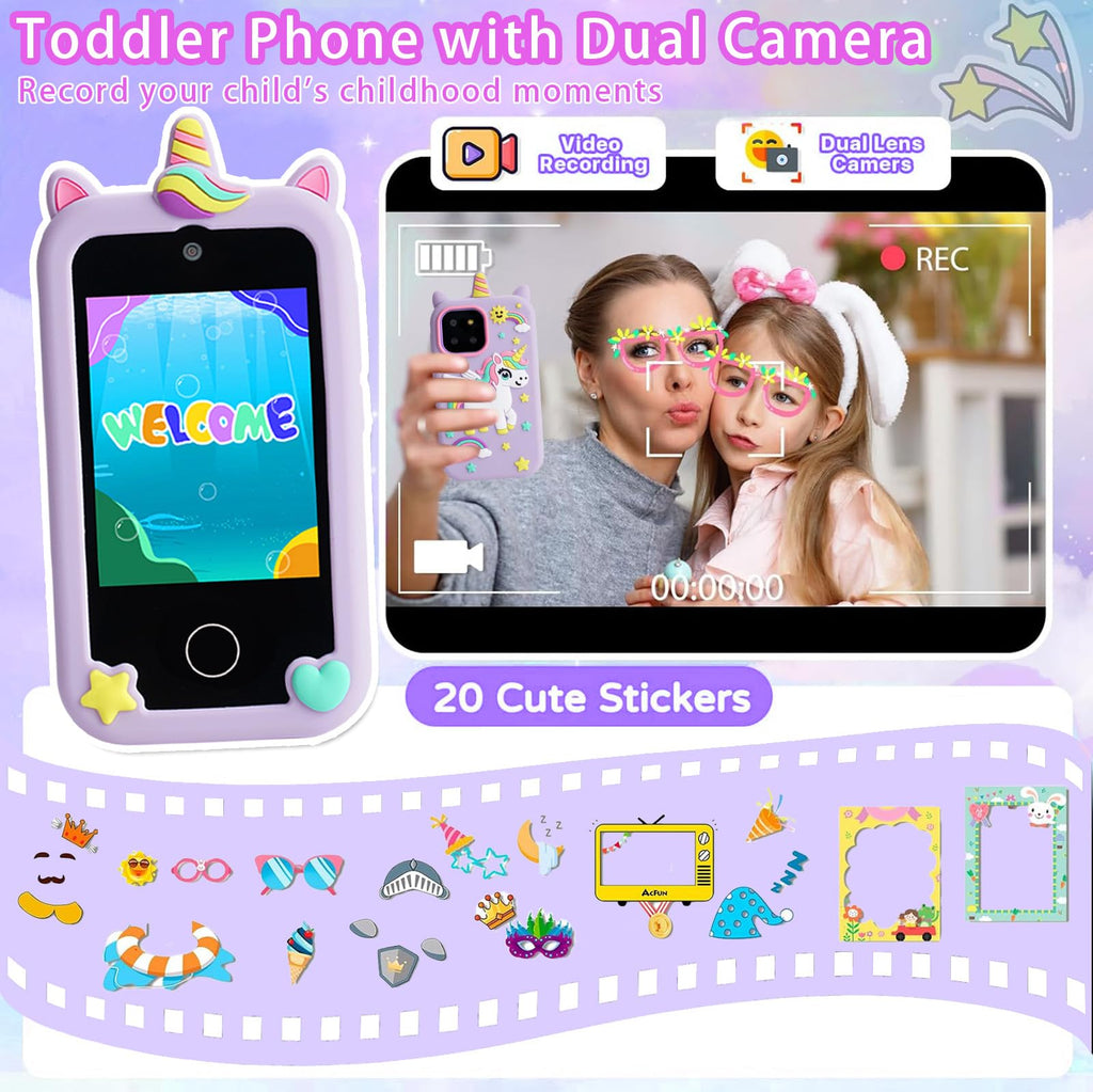 Kids touchscreen camera phone Purple Pegasus product view 4