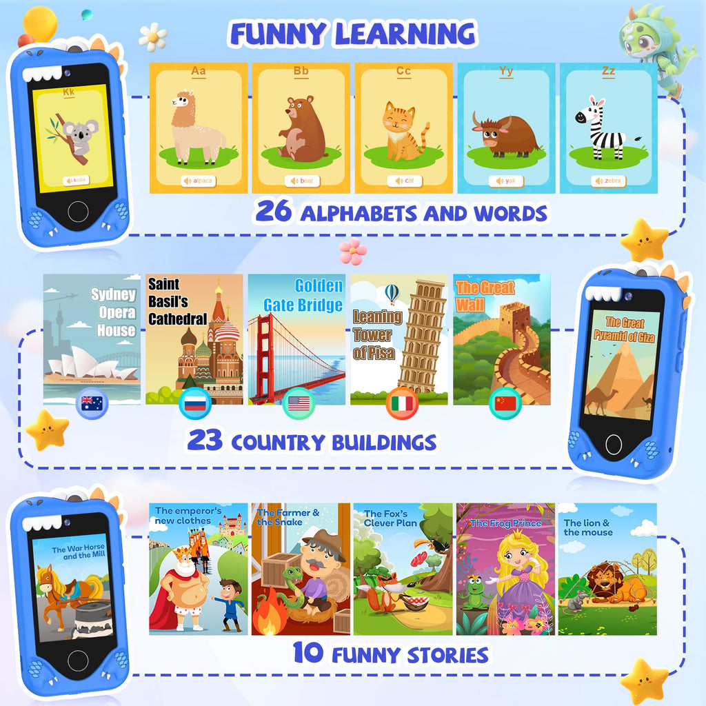 Blue kids smart phone camera toy games and functions image