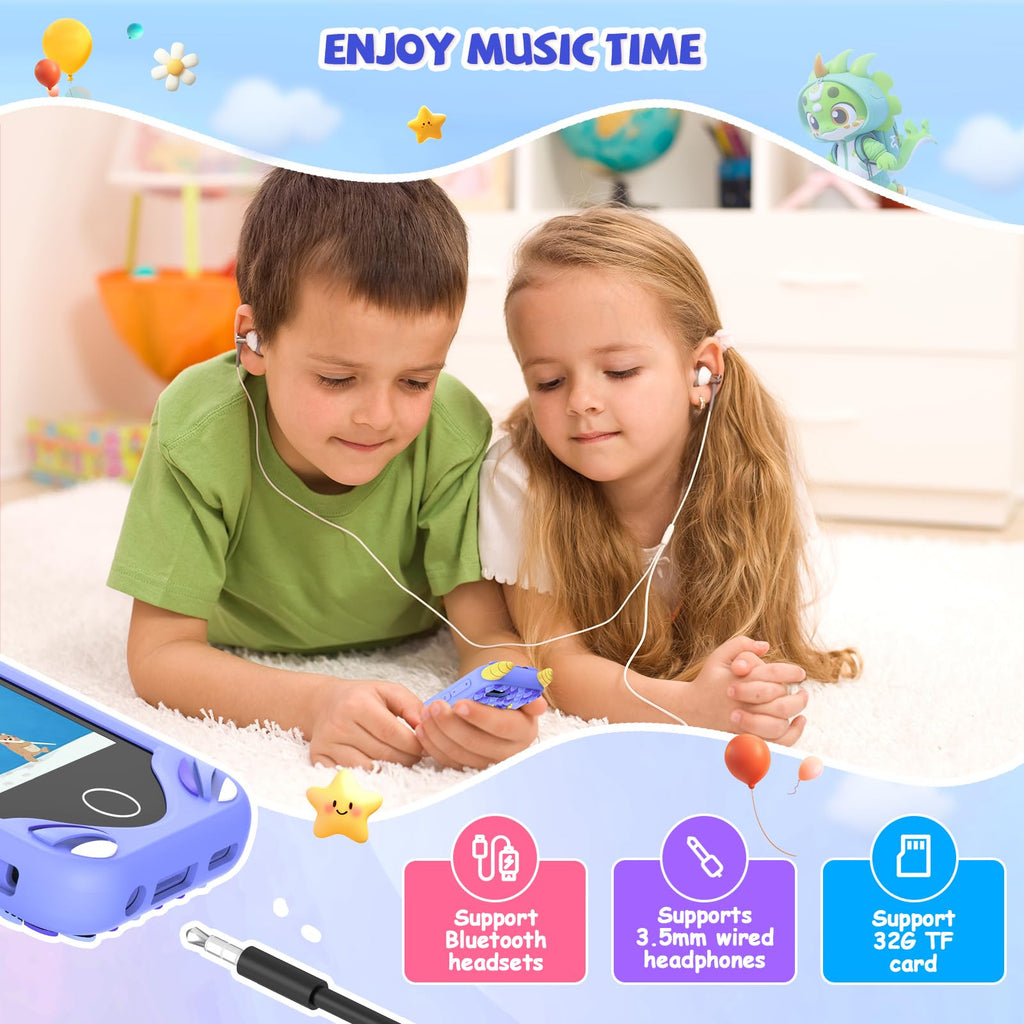 Blue kids smart phone camera toy package and accessory image
