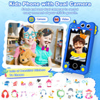 Bright blue kids smart phone camera toy dinosaur design image