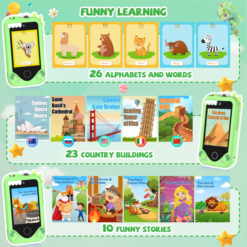 Green kids camera phone toy 44 games and functions image