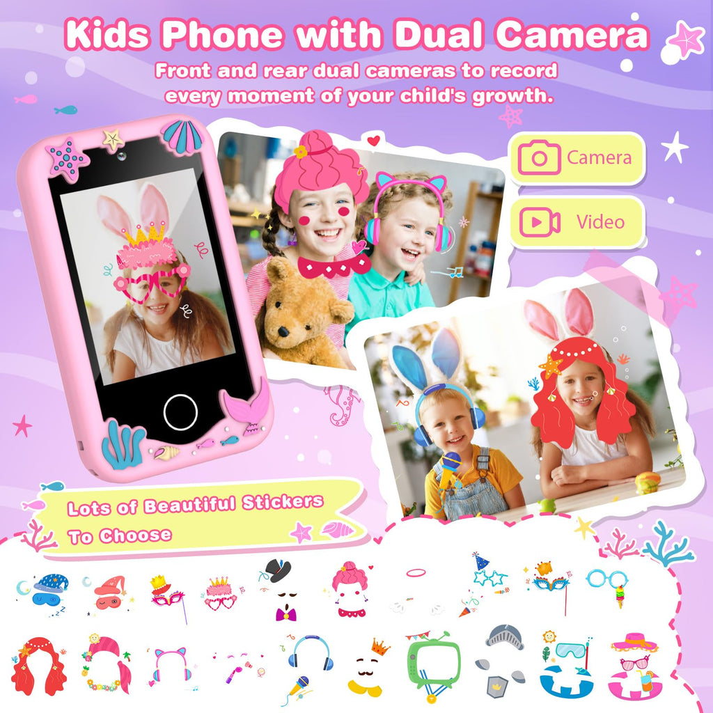 Light pink kids smart phone camera toy mermaid design image