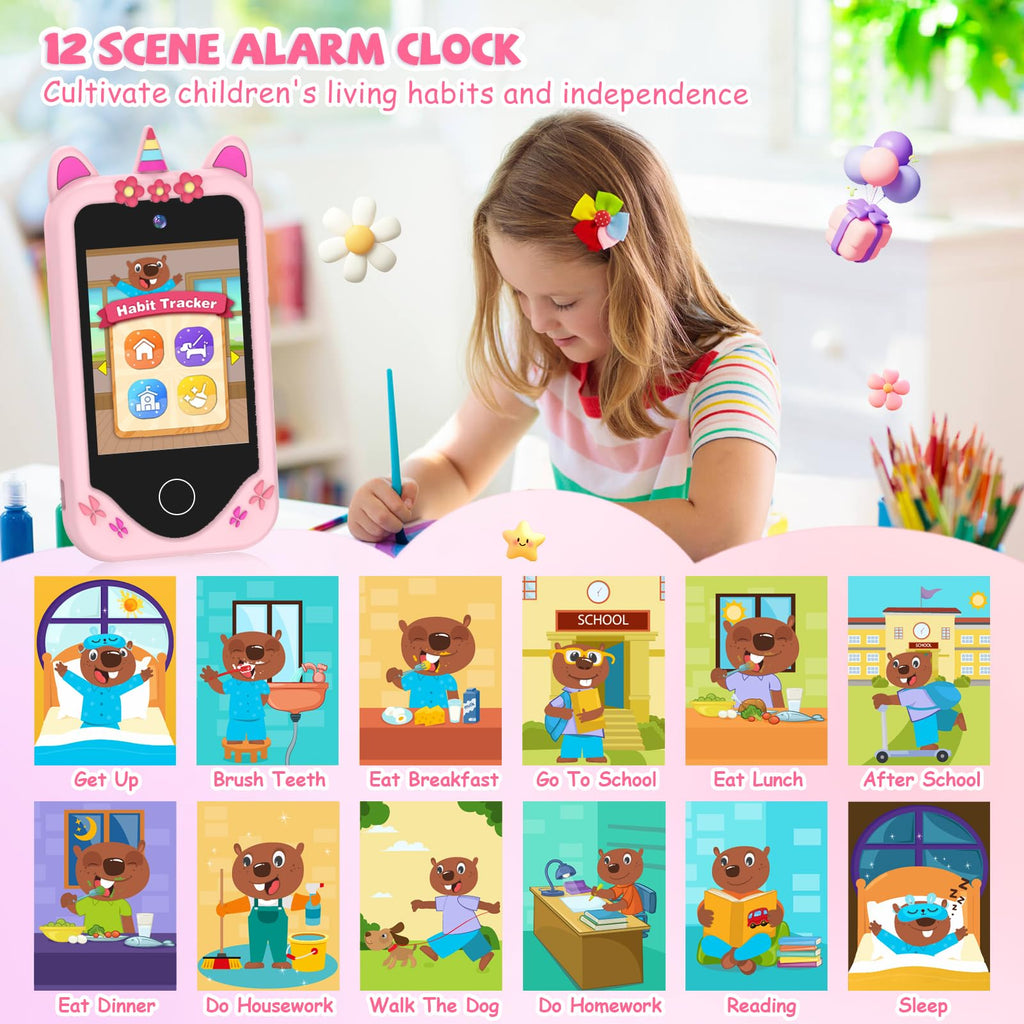 Pale pink kids smart phone camera toy product detail image