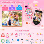 Pale pink kids camera phone toy display and camera function image