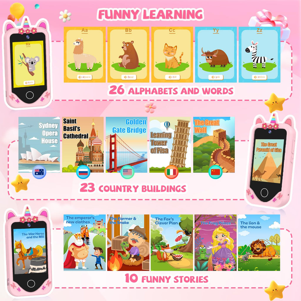 Pale pink kids smart phone camera toy games and apps image