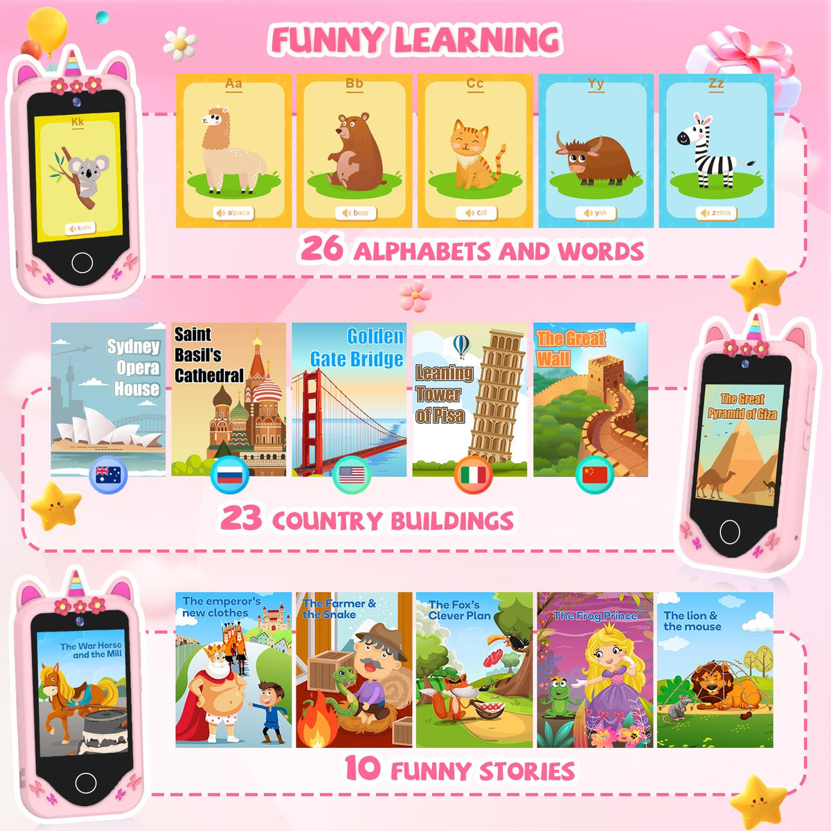 Pale pink kids smart phone camera toy games and apps image