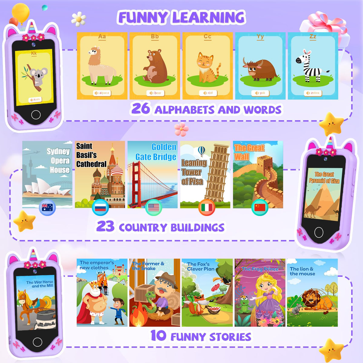 Violet kids camera phone toy games and functions image