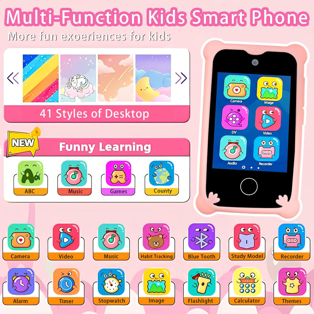 S5 kids touchscreen digital camera phone chubby pink unicorn product view 2