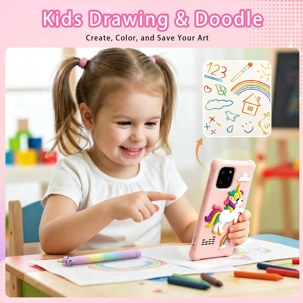 S5 kids touchscreen digital camera phone chubby pink unicorn product view 7